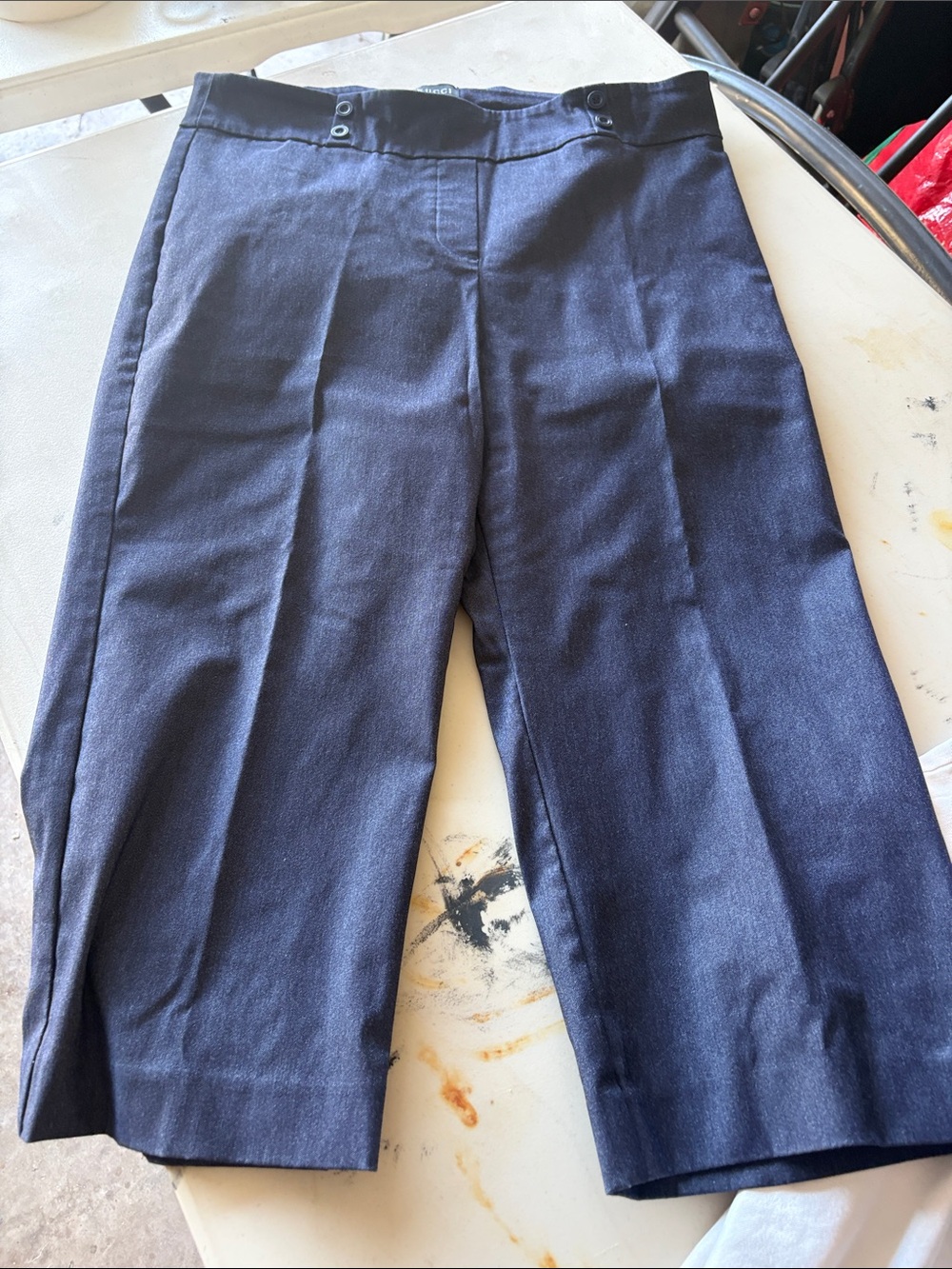 Women's Navy Capris - Classic Front Pleat